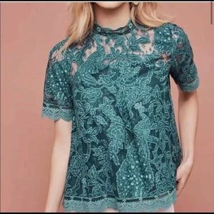 Anthropoogie HD in Paris Peacock Lace Blouse